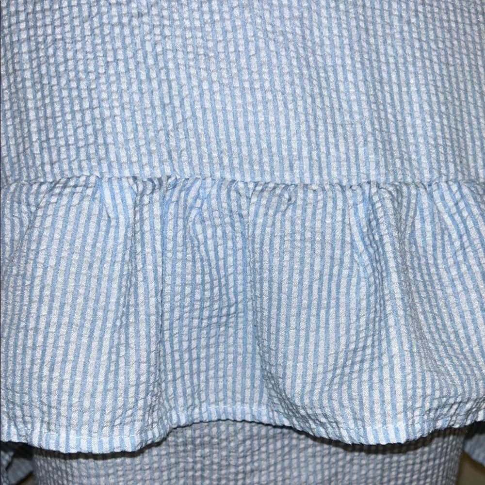 Blue Gingham Off-Shoulder Ruffle Dress - Picture 5 of 6